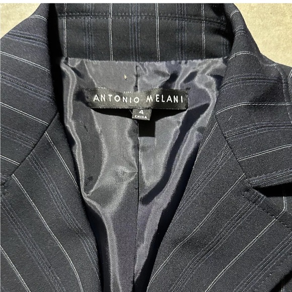 Antonio Melani - NWOT - Women's Black Pin Stripe Work Suit Jacket Tapered Sz 4 - Picture 4 of 6
